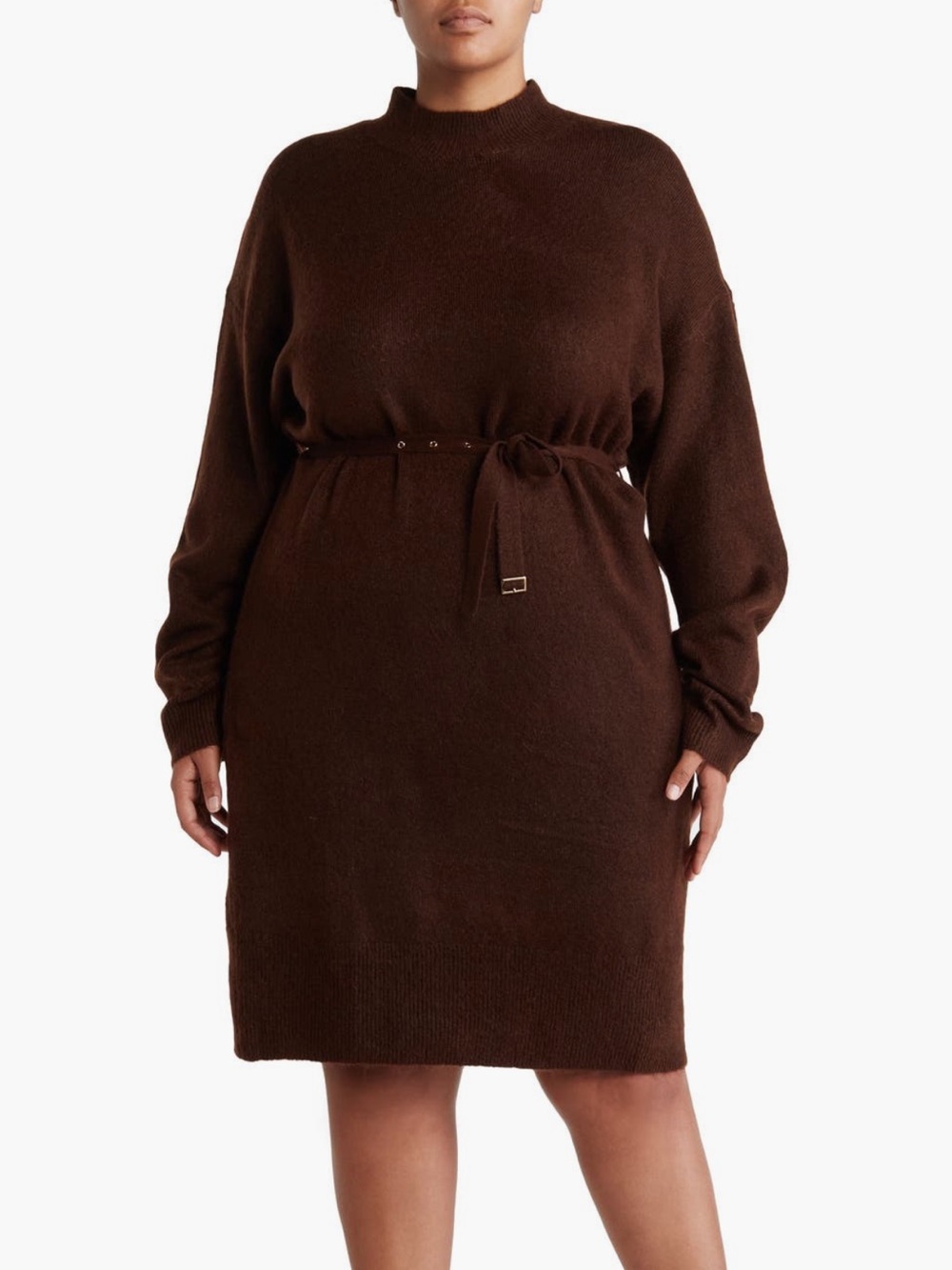 STICHDROP Prague Crewneck Longsleeve Dress 1X Brown